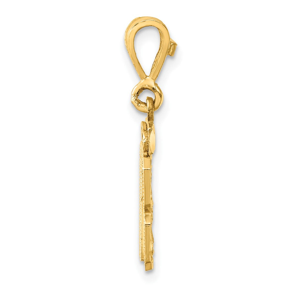 14k Small Brushed Diamond-cut Number 87 Charm