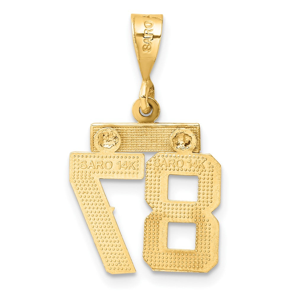 14k Small Brushed Diamond-cut Number 87 Charm