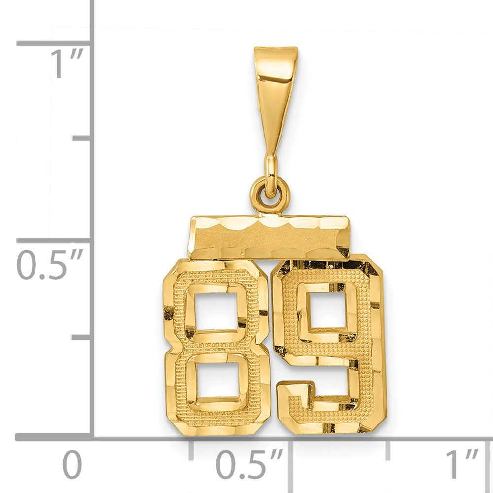 14k Small Brushed Diamond-cut Number 89 Charm