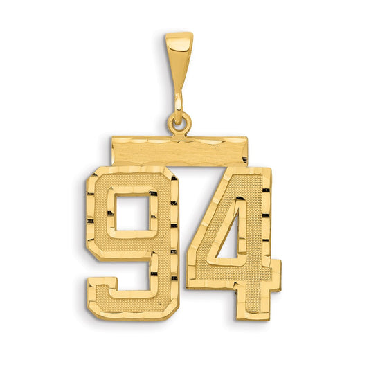 14k Small Brushed Diamond-cut Number 94 Charm