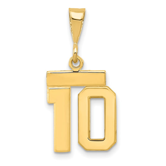 14k Small Polished Number 10 Charm