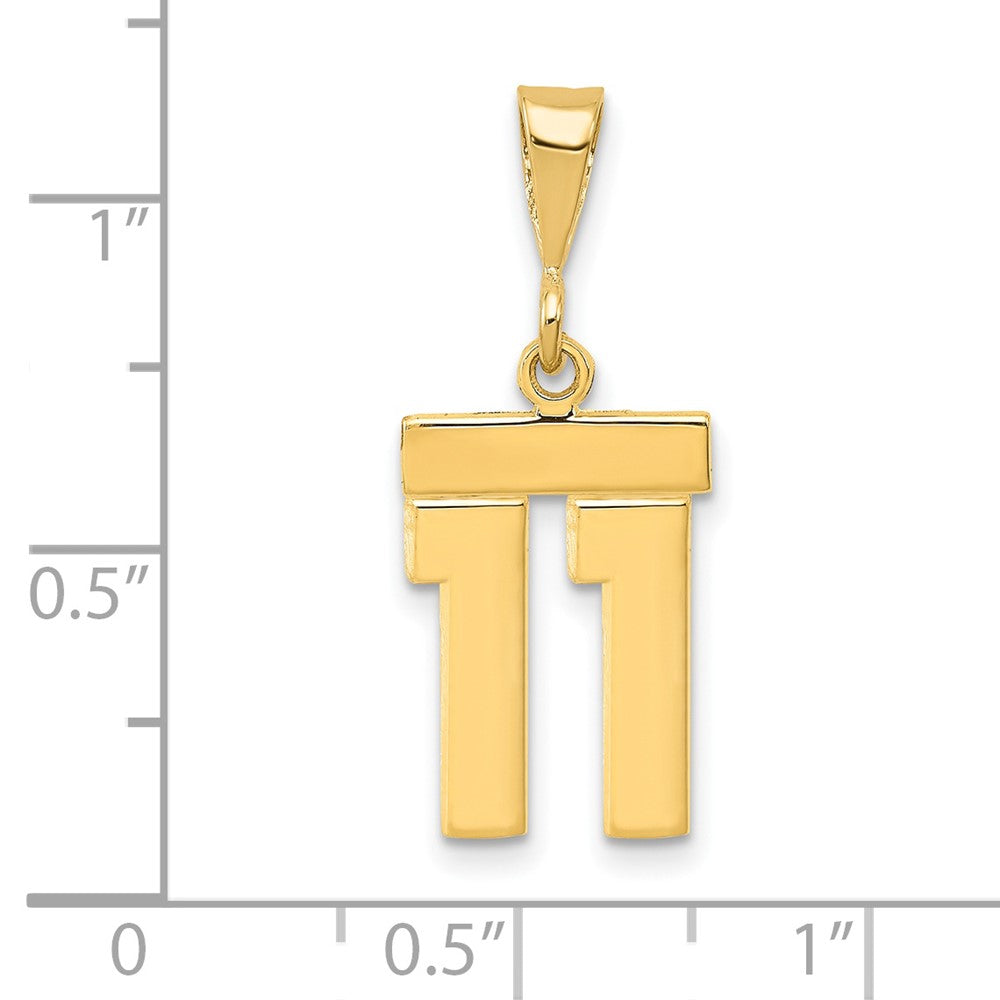 14k Small Polished Number 11 Charm
