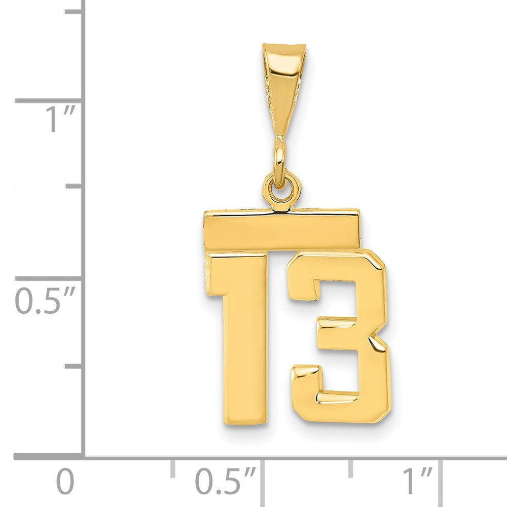 14k Small Polished Number 13 Charm