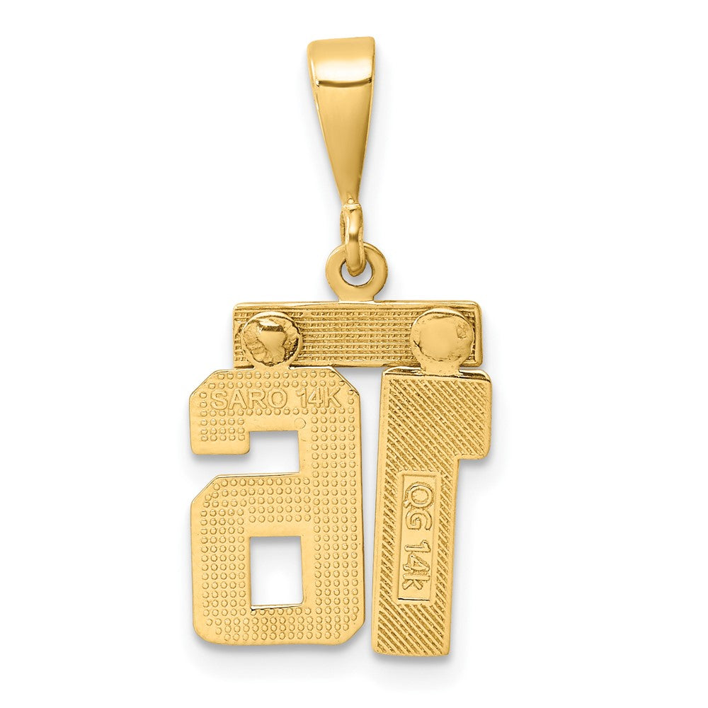 14k Small Polished Number 16 Charm