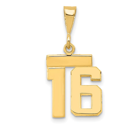 14k Small Polished Number 16 Charm