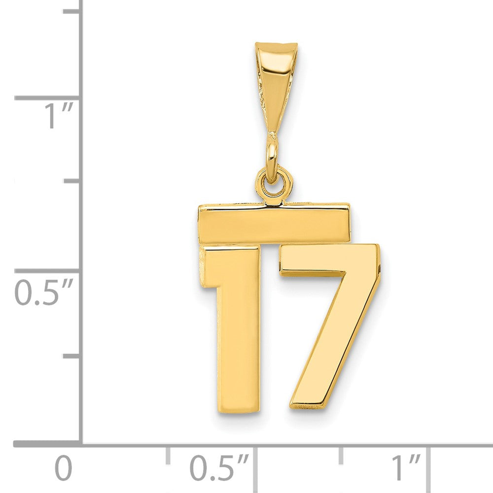 14k Small Polished Number 17 Charm