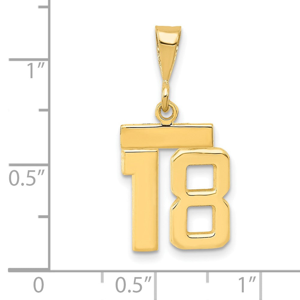 14k Small Polished Number 18 Charm