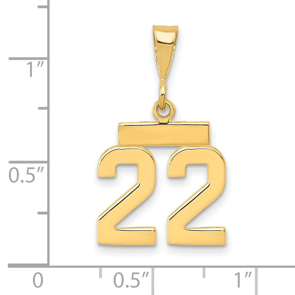 14k Small Polished Number 22 Charm