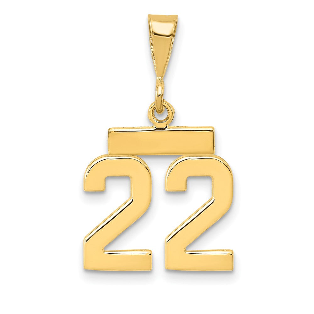 14k Small Polished Number 22 Charm