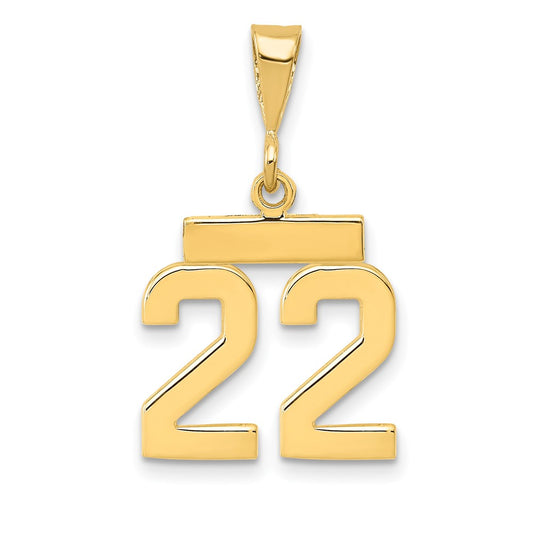 14k Small Polished Number 22 Charm