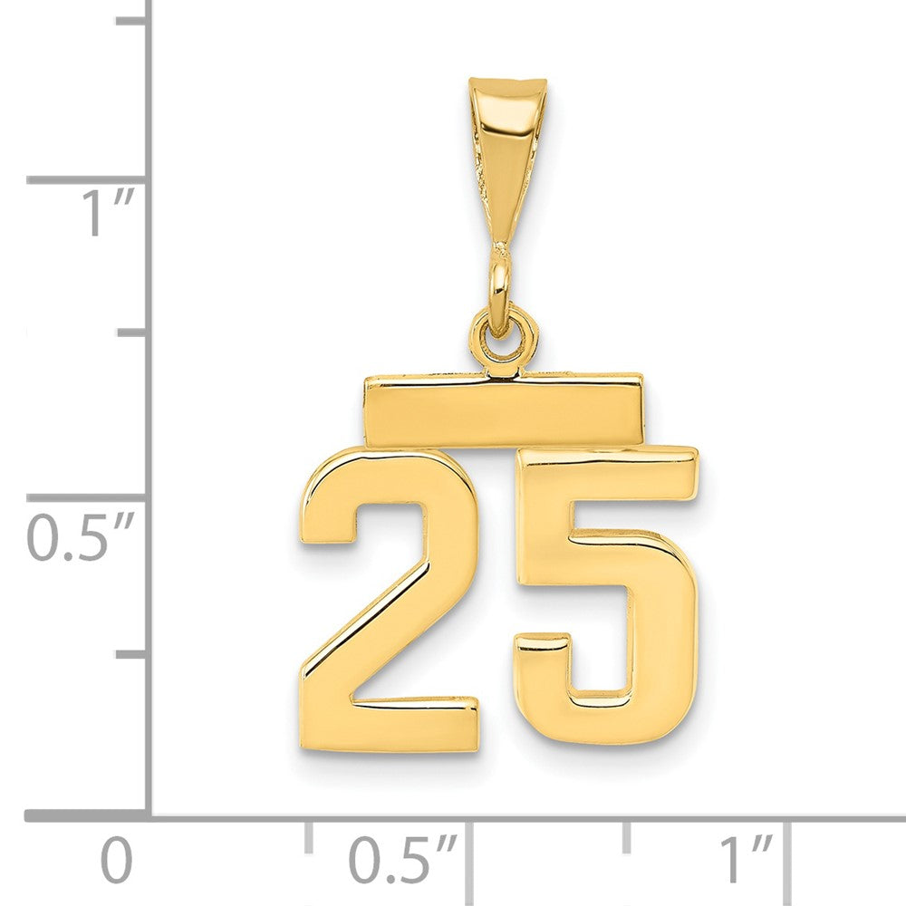 14k Small Polished Number 25 Charm