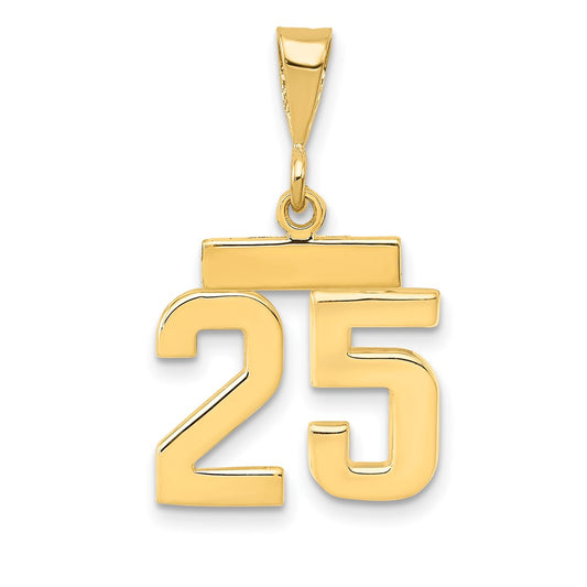14k Small Polished Number 25 Charm