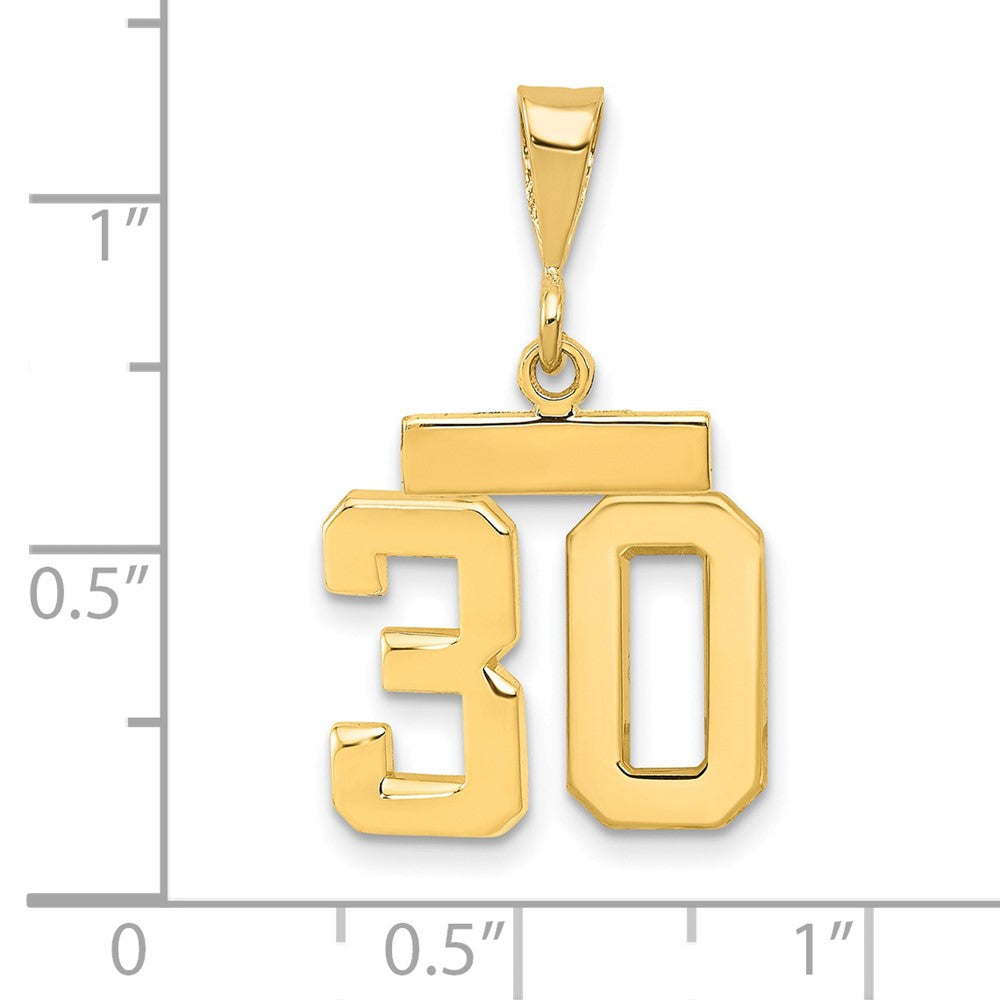 14k Small Polished Number 30 Charm