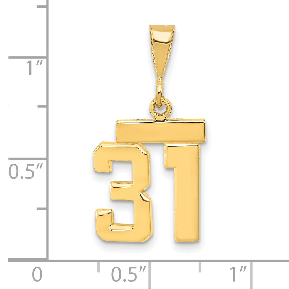 14k Small Polished Number 31 Charm