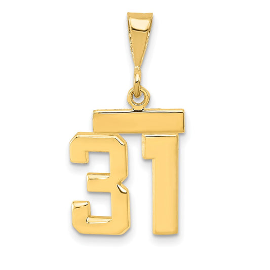 14k Small Polished Number 31 Charm