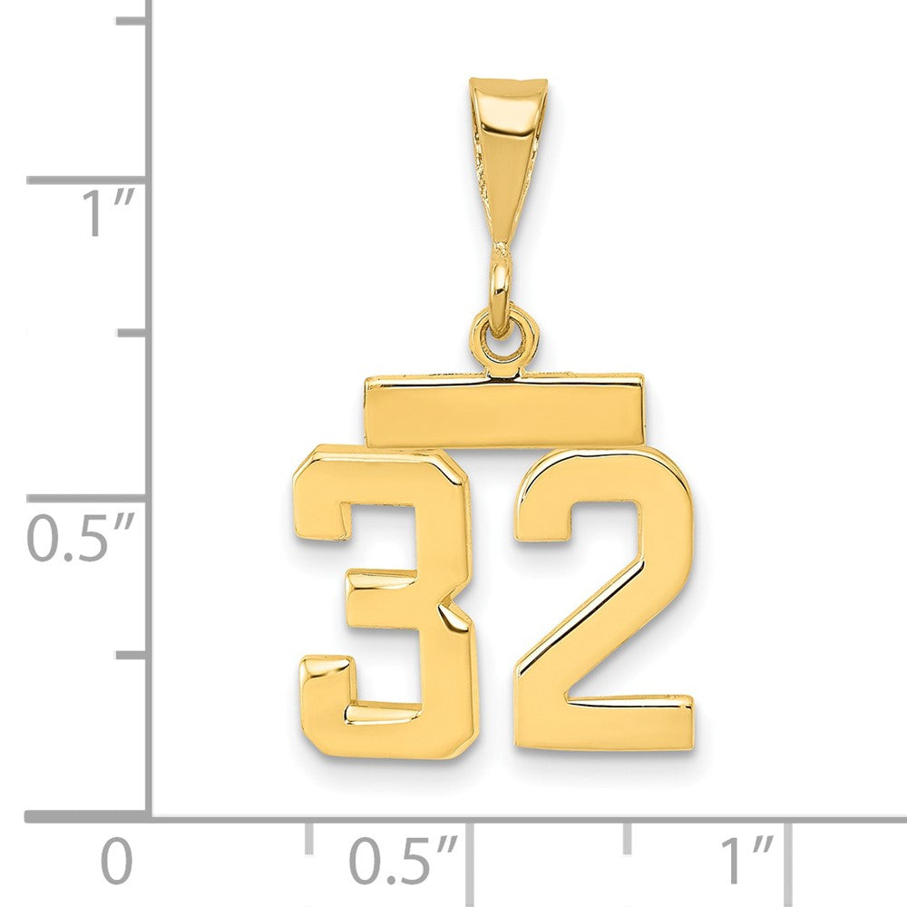 14k Small Polished Number 32 Charm