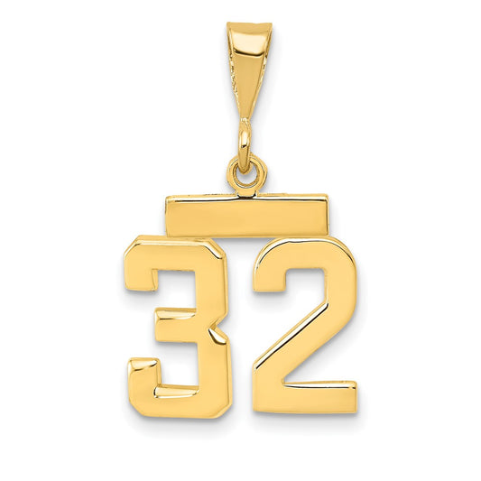 14k Small Polished Number 32 Charm
