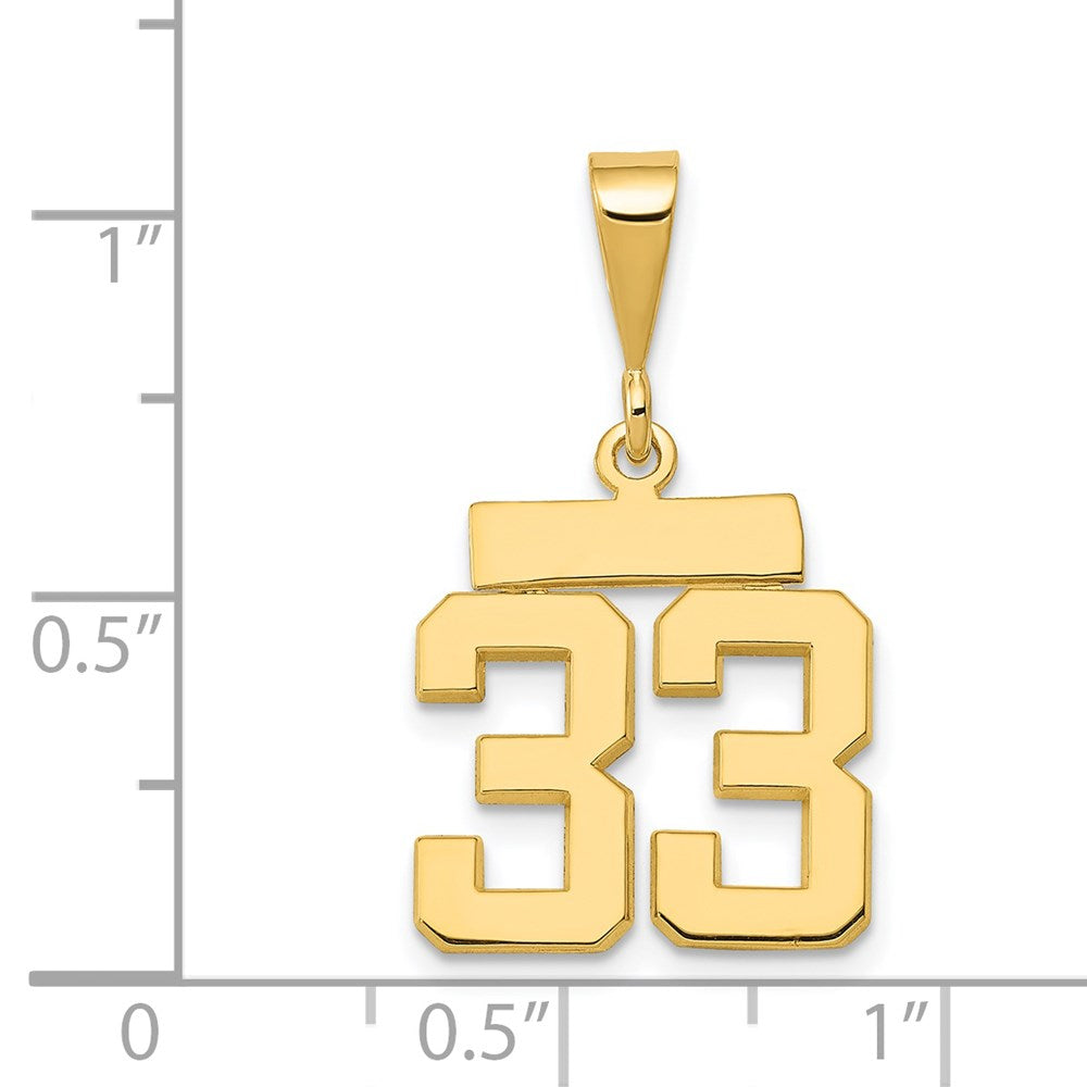 14k Small Polished Number 33 Charm