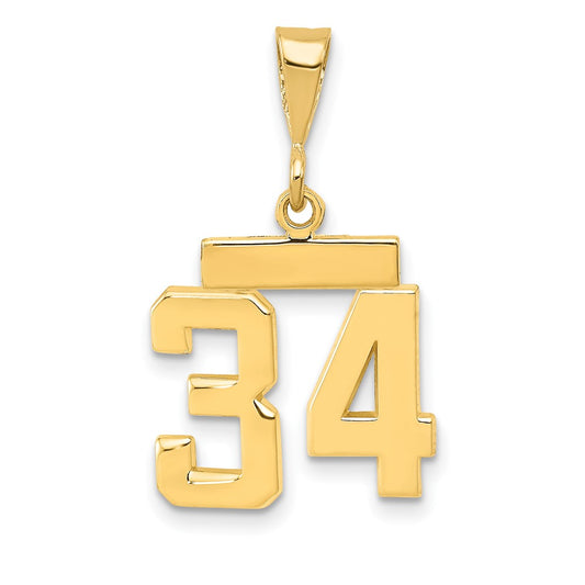 14k Small Polished Number 34 Charm