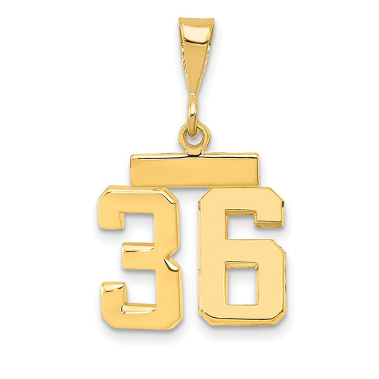 14k Small Polished Number 36 Charm