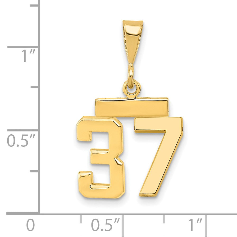 14k Small Polished Number 37 Charm