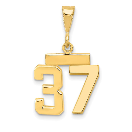 14k Small Polished Number 37 Charm