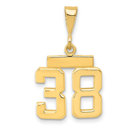 14k Small Polished Number 38 Charm