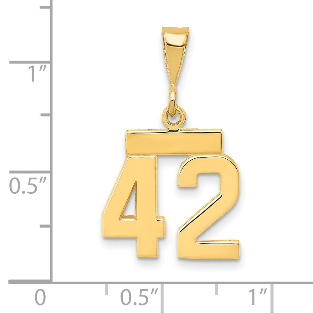 14k Small Polished Number 42 Charm