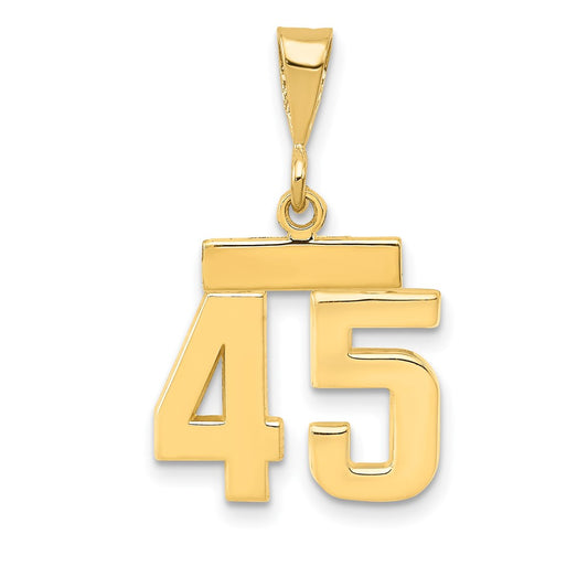 14k Small Polished Number 45 Charm