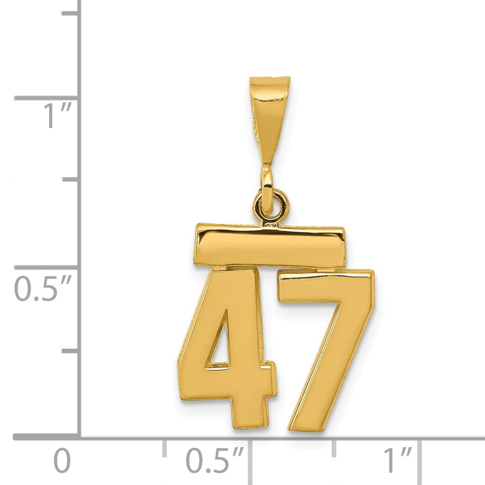 14k Small Polished Number 47 Charm