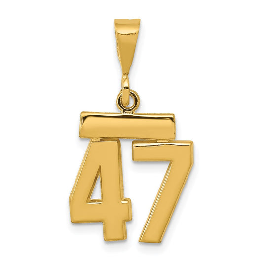 14k Small Polished Number 47 Charm
