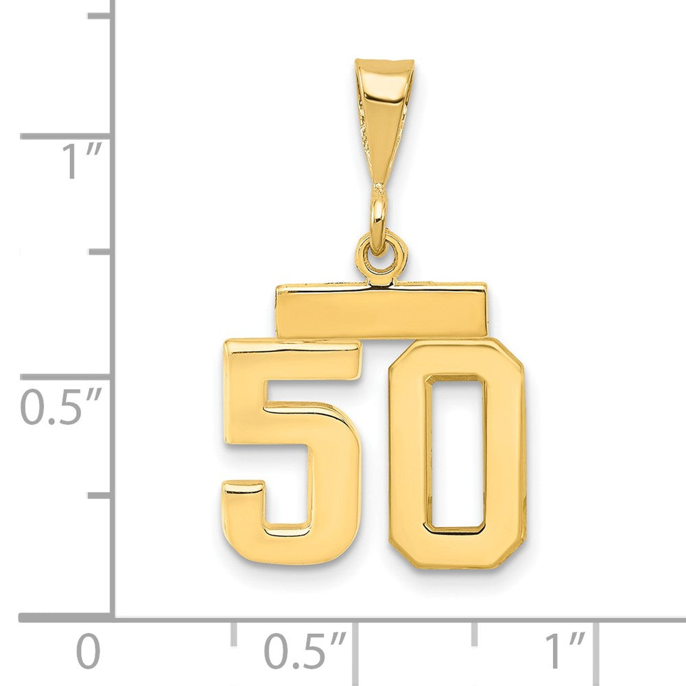 14k Small Polished Number 50 Charm