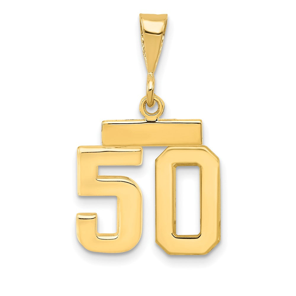 14k Small Polished Number 50 Charm