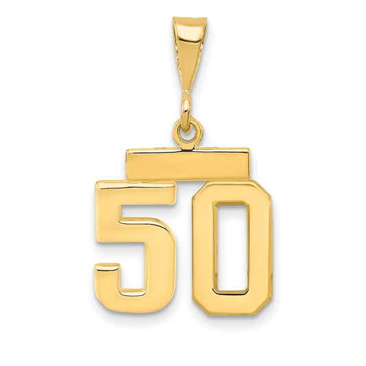 14k Small Polished Number 50 Charm