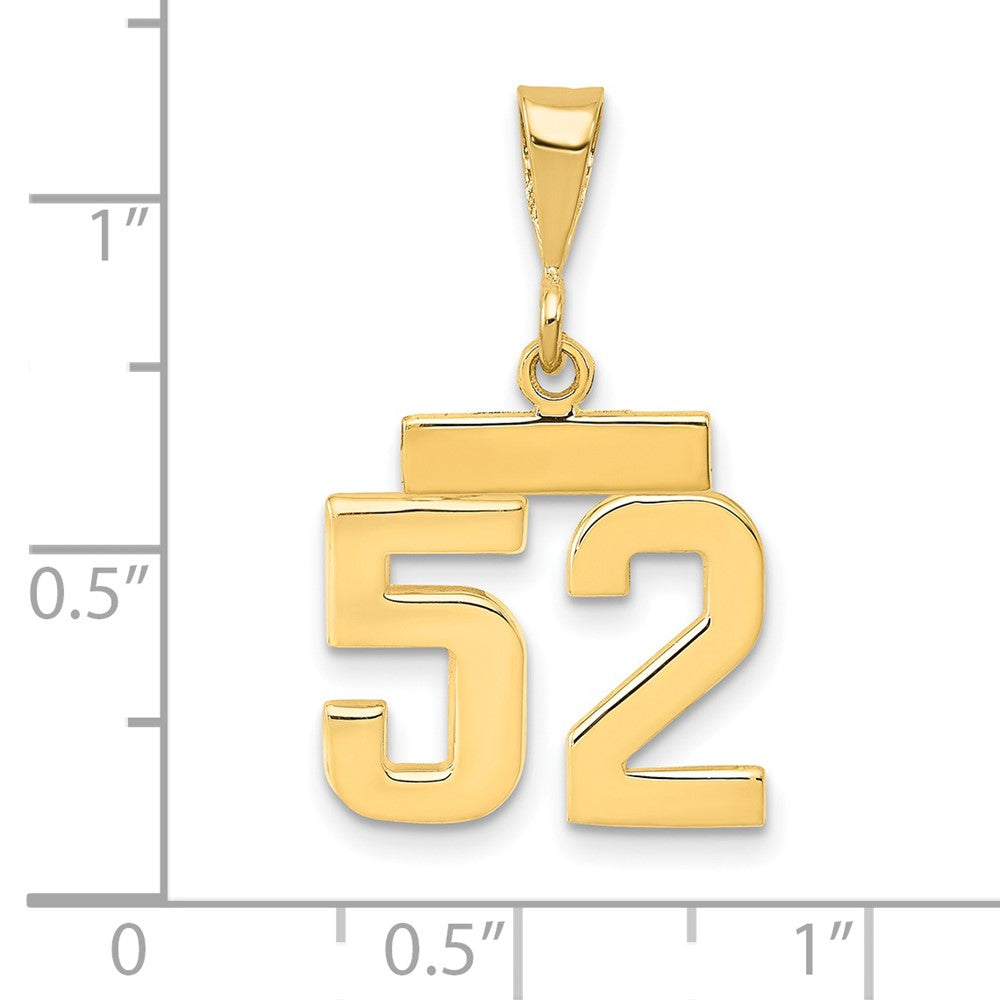 14k Small Polished Number 52 Charm