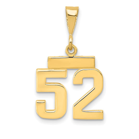 14k Small Polished Number 52 Charm