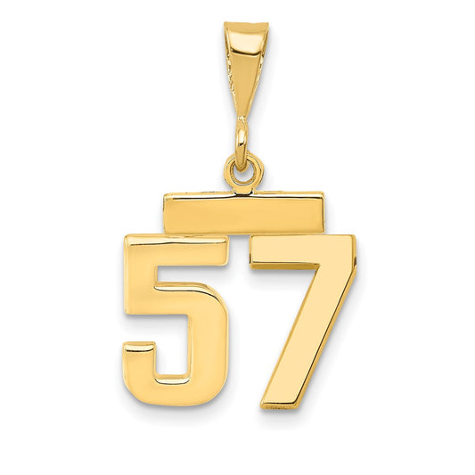 14k Small Polished Number 57 Charm