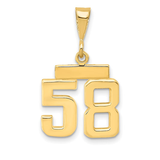 14k Small Polished Number 58 Charm