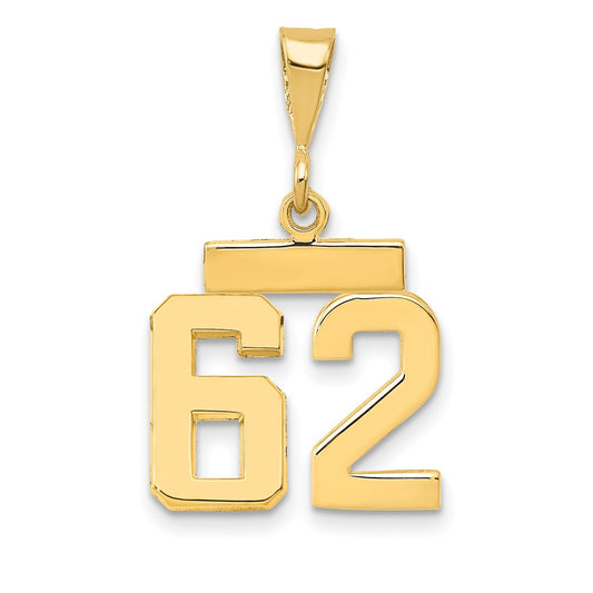 14k Small Polished Number 62 Charm
