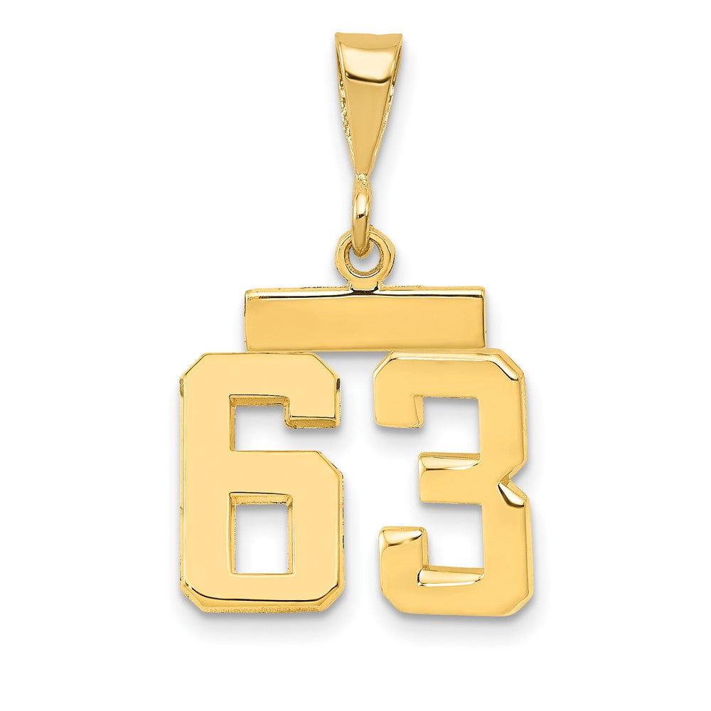 14k Small Polished Number 63 Charm