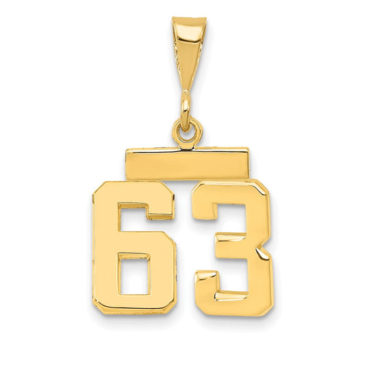 14k Small Polished Number 63 Charm