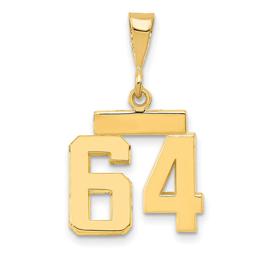 14k Small Polished Number 64 Charm