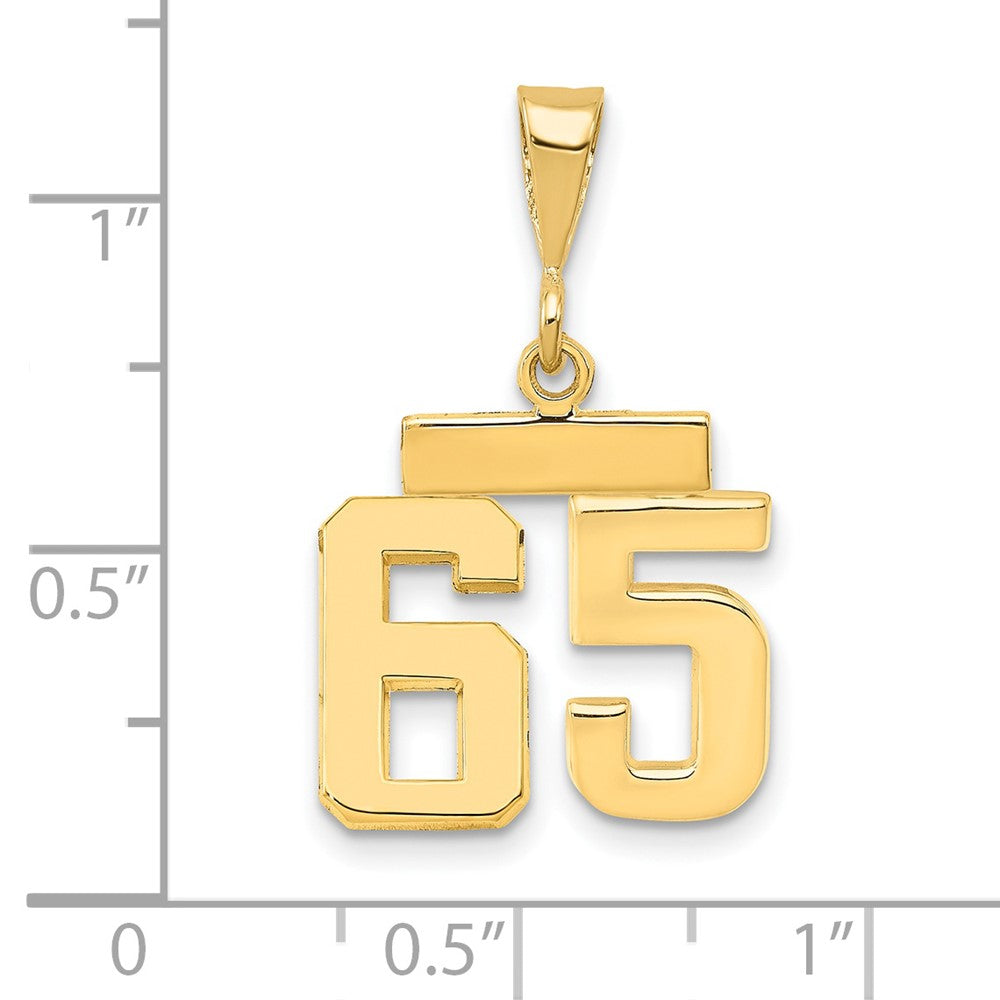 14k Small Polished Number 65 Charm