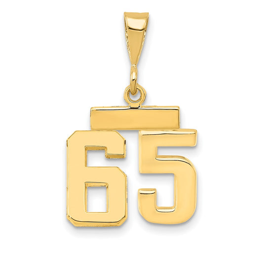 14k Small Polished Number 65 Charm