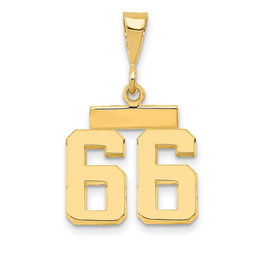 14k Small Polished Number 66 Charm