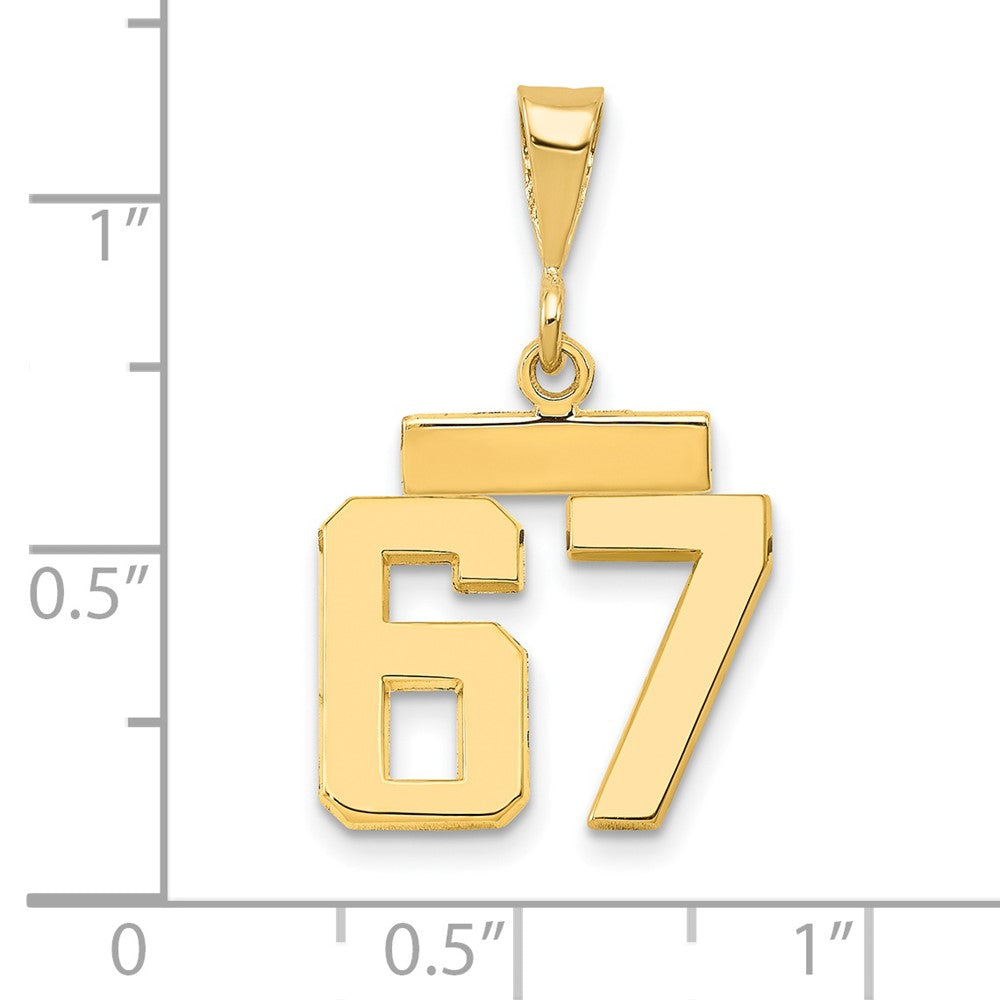 14k Small Polished Number 67 Charm