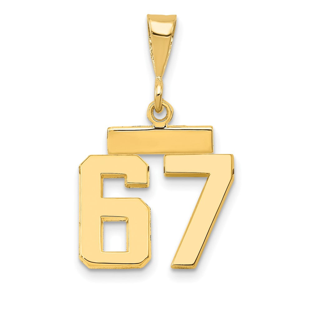 14k Small Polished Number 67 Charm