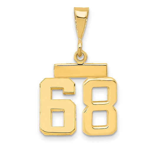 14k Small Polished Number 68 Charm