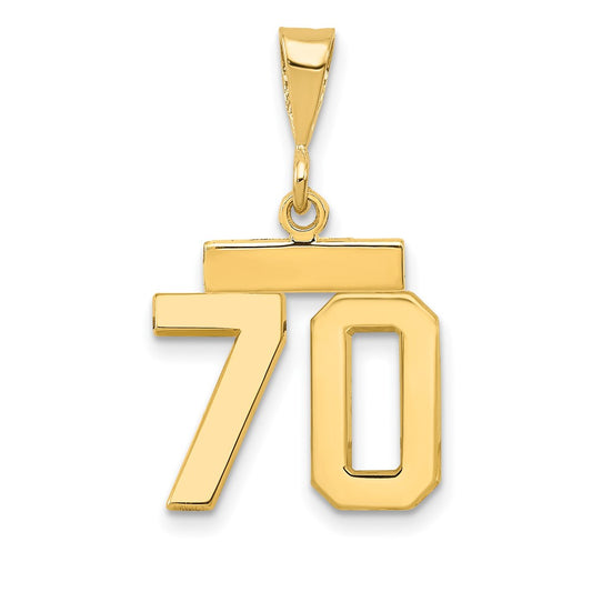 14k Small Polished Number 70 Charm