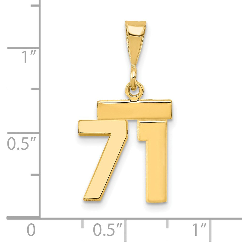 14k Small Polished Number 71 Charm